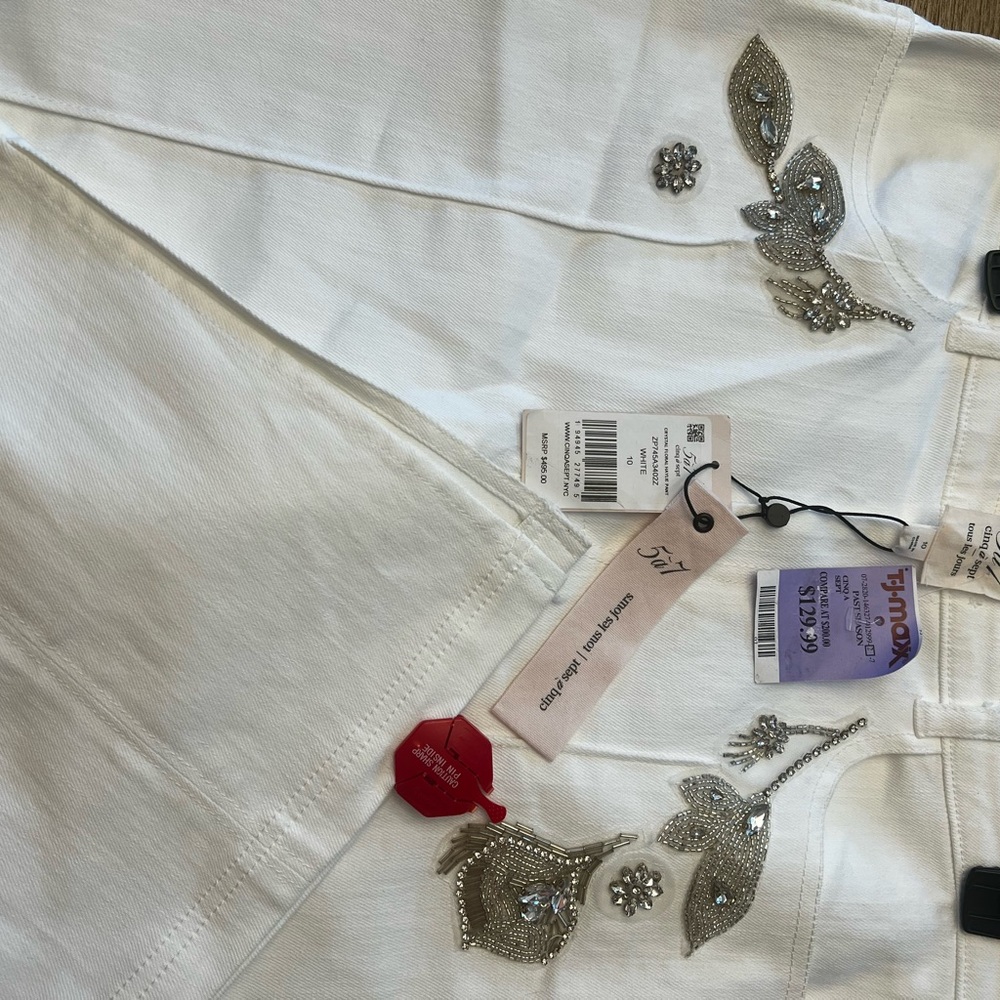 cinq a sept White Embellished Women’s Jeans - Picture 7 of 9